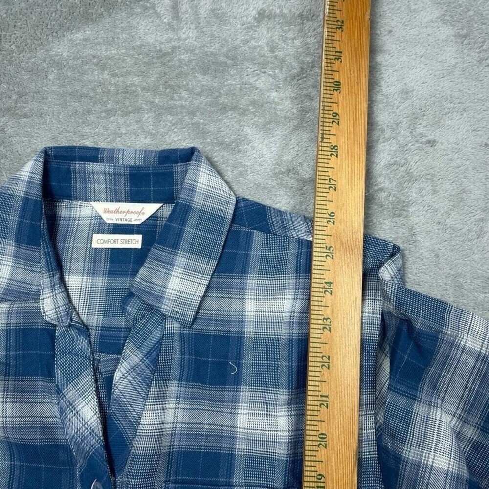 Weatherproof Vintage Blue Plaid Comfort Stretch Shirt Size S d0021 - Picture 5 of 15